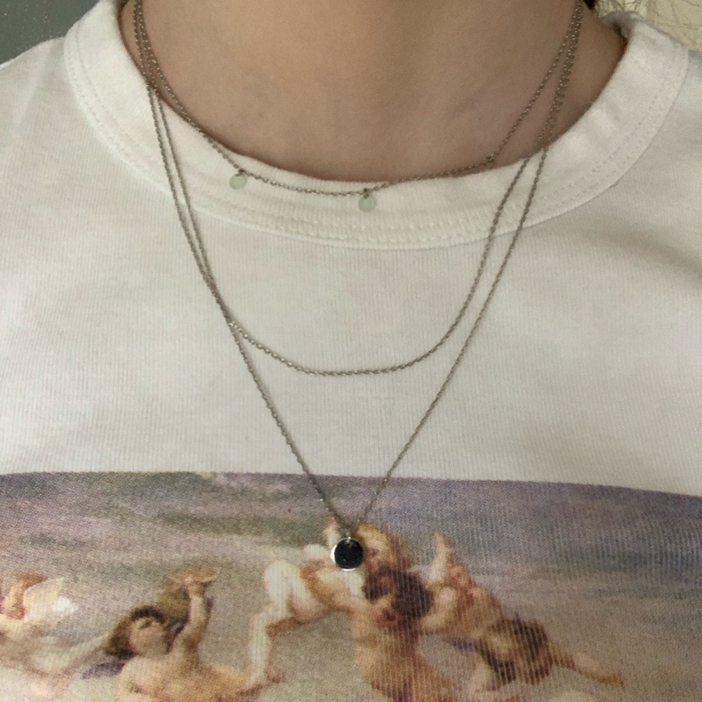 LA hearts silver layer necklace